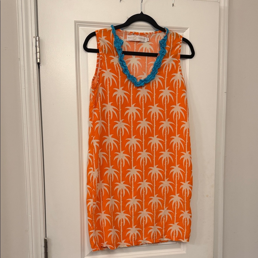 Tracy Negoshian Orange Palm Print Cover-Up